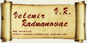 Velemir Radmanovac vizit kartica